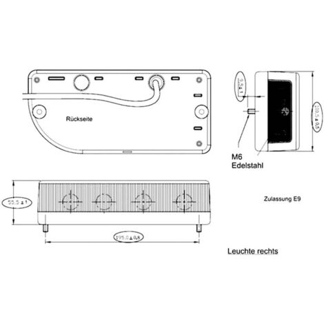 Feu de recul pour remorque arrière, droite SecoRüt 90227 verre transparent 12 V