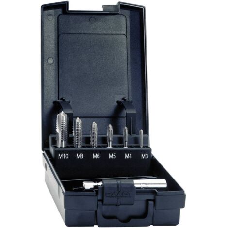 Exact 05937 Taraud à une coupe 7 pièces métrique M3, M4, M5, M6, M8, M10 coupe à droite DIN 3126 HSS 1 set (1/6)