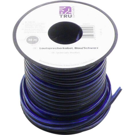 Câble haut-parleur TRU COMPONENTS 93030c483 1565745 2 x 0.8 mm² bleu, noir 30 m