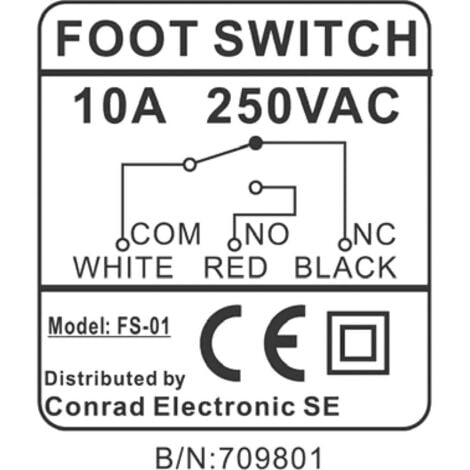 Interrupteur à pédale Earu® FS-01 250V/ AC 10A 1 pédale 1x inverseur 1 pc(s)