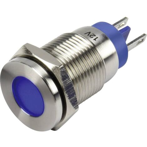 Tru Components – Voyant de signalisation LED bleu 12 V/DC – Indice de protection IP67 – Laiton nickelé pour durabilité – Fixation à vis - DC 1 PC (1/3)
