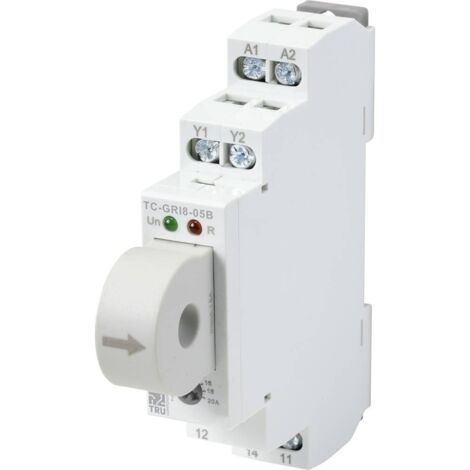 Tru Components – Relais de contrôle de courant GRI8-05B – Alimentation AC/DC 24-240V – Surveillance surintensité et sous-courant – Montage sur rail DIN - W078072