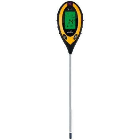 Testeur de sol numérique 4-en-1 – pH, humidité, température, intensité lumineuse – Écran LCD rétro-éclairé – Sonde 200 mm – X4-Life - Q032311