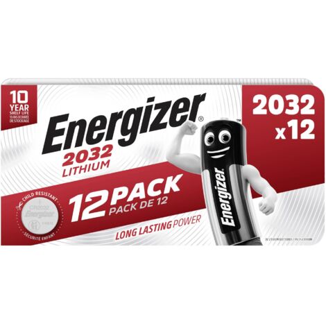 Energizer – Pile bouton CR 2032 lithium 240 mAh 3 V – Lot de 12 – Température de fonctionnement -30 à +60 °C – Non rechargeable (1/5)