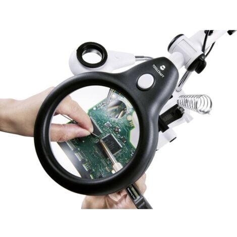 Lampe loupe LED TOOLCRAFT TO-7427316 Grossissement: 2.5 x, 5 x, 6 x, 10 x