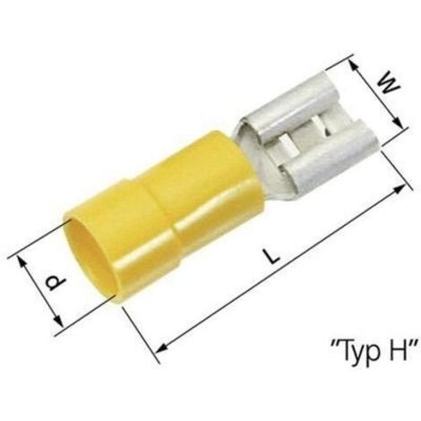 Cosse électrique clip 9.5 mm 63101120 – Partiellement isolée jaune – Sections 4 mm² à 6 mm² – Lot de 50 pièces – Lappkabel