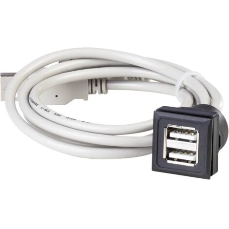 Double embase femelle USB OKTRON-Juwel double USB femelle type A vers 2 USB mâle type A longueur 60 cm Schlegel OKJ2US (1/2)