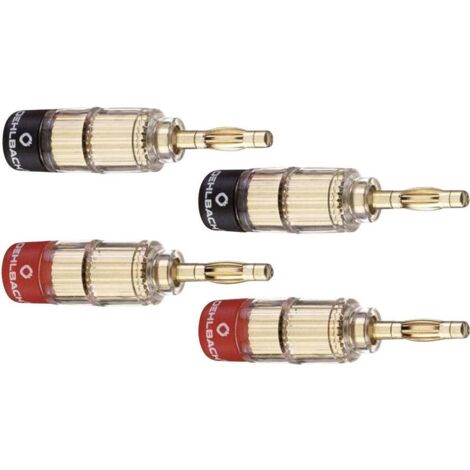 Fiche haut-parleur mâle, droit Oehlbach 3020 or, rouge, noir 4 pc(s) (1/2)