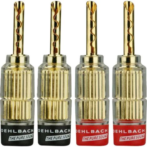Fiche haut-parleur mâle, droit Oehlbach 3021 rouge, noir 4 pc(s) (1/2)