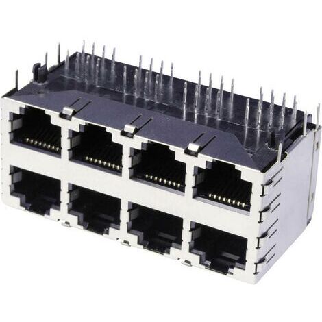 Multiport à 2 étages 8x RJ45 econ connect 3022S4 RJ45 embase femelle horizontale Pôle: 8 métal 1 pc(s) (1/3)