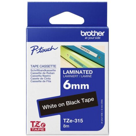 Ruban d'étiquetage Brother TZe, TZ TZe-315 Couleur de ruban: noir Couleur de police:blanc 6 mm 8 m