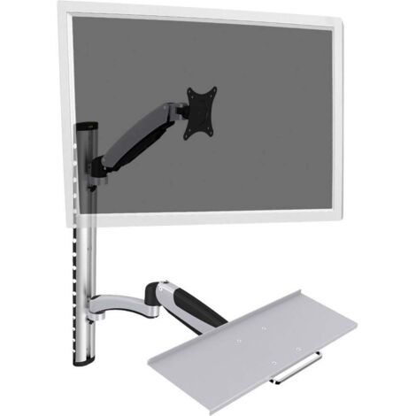 Support mural pour écran Digitus DA-90354 simple 38,1 cm (15") - 68,6 cm (27") réglable en hauteur, tablette pour clavier, inclinable, mobile, rotat W660931 (1/3)
