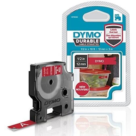 Ruban d'étiquetage DYMO D1 1978366 Vinyle Couleur de ruban: rouge Couleur de police:blanc 12 mm 3 m