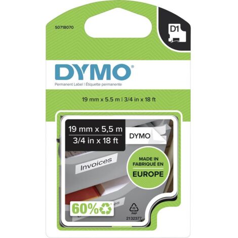 DYMO D1 S0718070 polyester Couleur de ruban: blanc Couleur de police:noir 19 mm 5.5 m