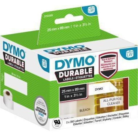 DYMO 2112285 Rouleau d'étiquettes 89 x 25 mm film polypropylène blanc 700 pc(s) fixation permanente Etiquette universel (1/5)