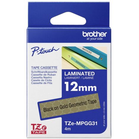 Ruban d'étiquetage avec motif Brother TZe, TZ TZe-MPGG31 Couleur de ruban: or (motif géométrique) Couleur de police:noi (1/4)