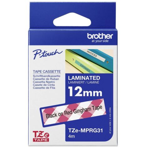 Brother TZe, TZ TZe-MPRG31 Couleur de ruban: blanc (avec motif carreaux rouges) Couleur de police:noir 12 mm 4 m (1/4)