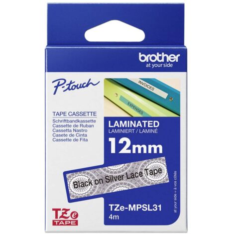 Brother TZE-MPSL31 ruban d'étiquette Noir sur argent (1/4)