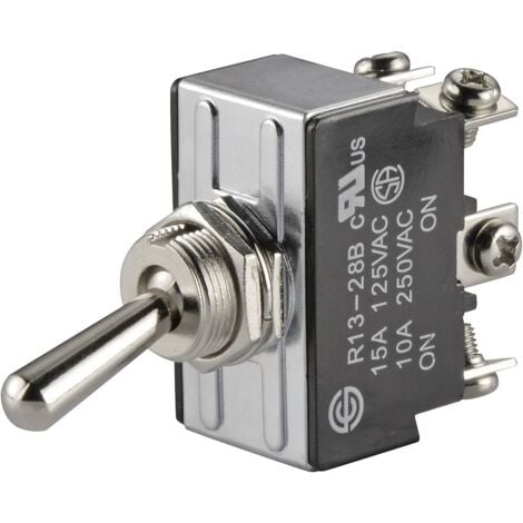 TRU COMPONENTS 1587676 TC-R13-28B-06 Interrupteur à levier 250 V/AC 10 A 2 x On/On à accrochage 1 pc(s)