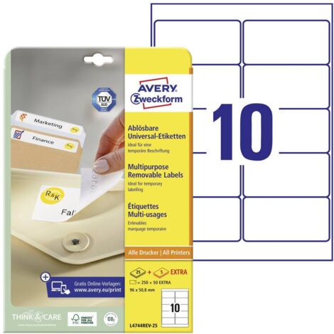 Etiquette universelles Avery-Zweckform L4744REV-25 96 x 50.8 mm papier blanc 300 pc(s) décollable (1/4)