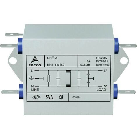 Filtre antiparasite TDK B84111A0000B110 250 V/AC 10 A 0.82 mH (L x l x H) 77 x 63.5 x 38.1 mm 1 pc(s) (1/3)