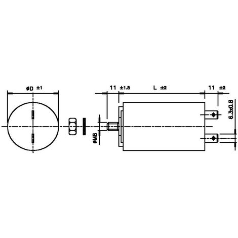 /Ø x h 40 mm x 71 mm 1 pc Condensateur moteur MKP sortie radiale 20 /µF 450 V//AC 5/% WB40200//B 350mm s