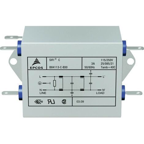 Filtre antiparasite TDK B84113CB30 ignifugé 250 V/AC 3 A 4.7 mH (L x l x H) 89.5 x 50.8 x 38.1 mm 1 pc(s) (1/3)