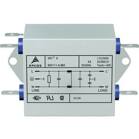 Filtre antiparasite TDK B84111AB120 ignifugé 250 V/AC 20 A 0.47 mH (L x l x H) 63.5 x 77 x 38.1 mm 1 pc(s) (1/3)