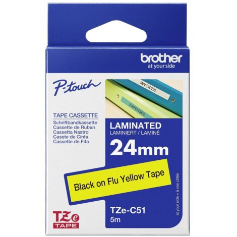 Ruban d'étiquetage (couleur de signalisation) Brother TZe, TZ TZe-C51 Couleur de ruban: jaune signal Couleur de police: (1/5)