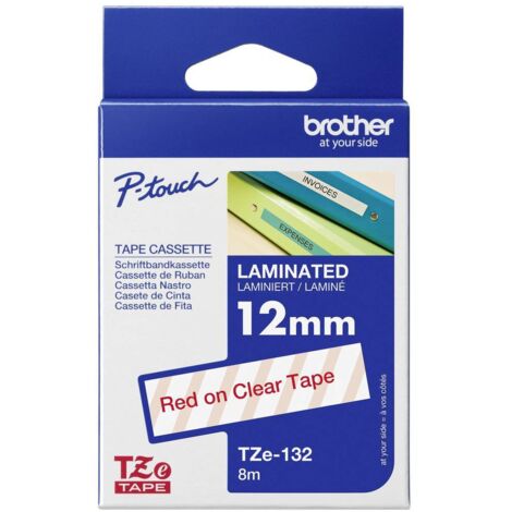 Ruban d'étiquetage Brother TZe, TZ TZe-132 Couleur de ruban: transparent Couleur de police:rouge 12 mm 8 m (1/4)