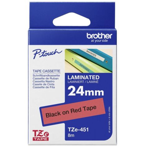 Ruban d'étiquetage Brother TZe, TZ TZe-451 Couleur de ruban: rouge Couleur de police:noir 24 mm 8 m