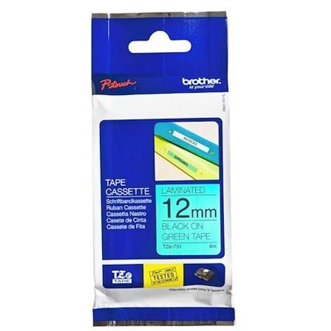 Ruban d'étiquetage Brother TZe, TZ TZe-731 Couleur de ruban: vert Couleur de police:noir 12 mm 8 m