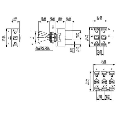 Interrupteur à Levier APEM 637NH/2 — (On)/Off/(On) Momentané, 250V AC 10A, 1 Pièce - 2