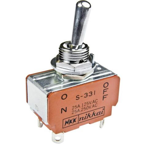 Interrupteur à levier 2 x On/On NKK Switches S332 125 V/AC 25 A à accrochage 1 pc(s) D70282 (1/2)