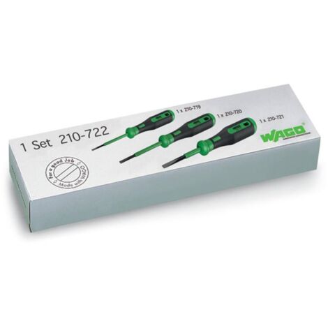 Wago – Kit d'outils de manipulation partiellement isolés 210722 – Type 1: 2,5 x 0,4 mm – Type 2: 3,5 x 0,5 mm – Type 3: 5,5 x 0,8 mm - WAGO 210-722