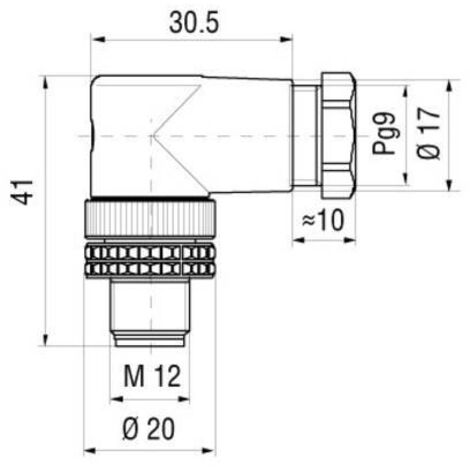 Connecteur non confectionné pour capteurs/actionneurs Hirschmann ELWIST 4012 PG9 933 166-100-1 M12 mâle, coudé Nombre d (1/4)
