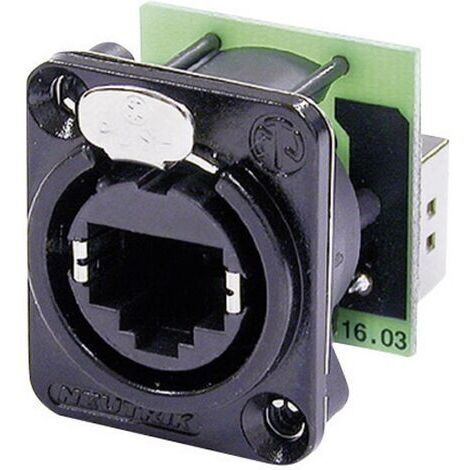 RJ45 connecteur de données série etherCon® D Neutrik NE8FDP-B RJ45 femelle, droit NE8FDP-B Pôle: 8P8C noir 1 pc(s) (1/2)