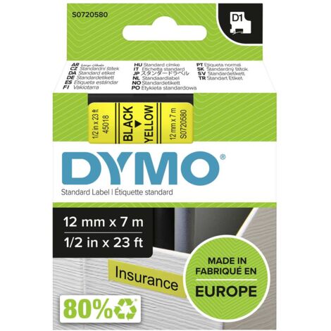 DYMO D1 45018 Couleur de ruban: jaune Couleur de police:noir 12 mm 7 m