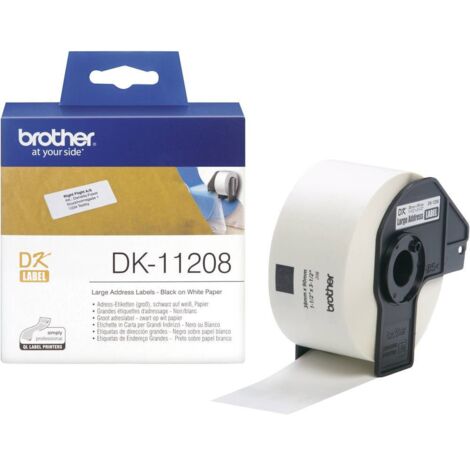 Brother DK-11208 Rouleau d'étiquettes 39 x 90 mm papier blanc 400 pc(s) fixation permanente DK11208 Etiquette pour adre (1/5)
