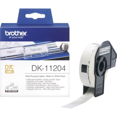 Brother DK-11204 Rouleau d'étiquettes 54 x 17 mm papier blanc 400 pc(s) fixation permanente DK11204 Etiquette pour adre (1/10)