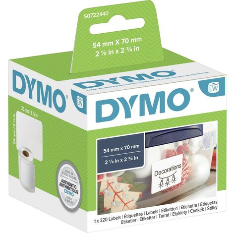 DYMO Rouleau détiquettes 99015 S0722440 70 x 54 mm papier blanc 320 pc(s)  permanente Etiquette