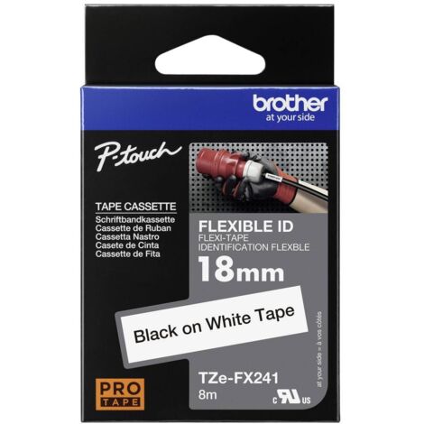 Ruban d'étiquetage flexible Brother TZe-FX, TZ-FX TZe-FX241 Couleur de ruban: blanc Couleur de police:noir 18 mm 8 m (1/4)