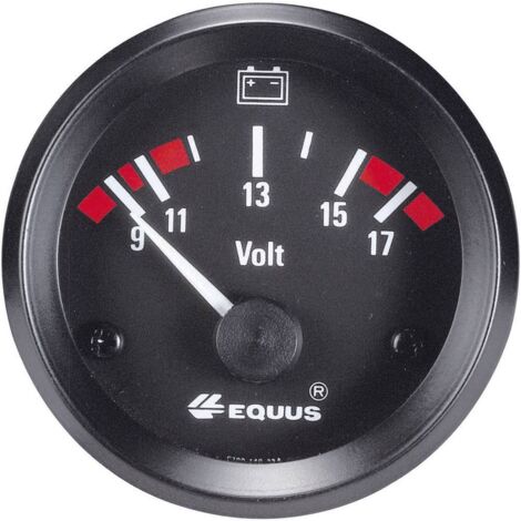 Voltmètre 12V – Testeur de tension 9-17V – Ø de montage 52 mm – Résolution 2V – Série Standart – Equus (1/2)