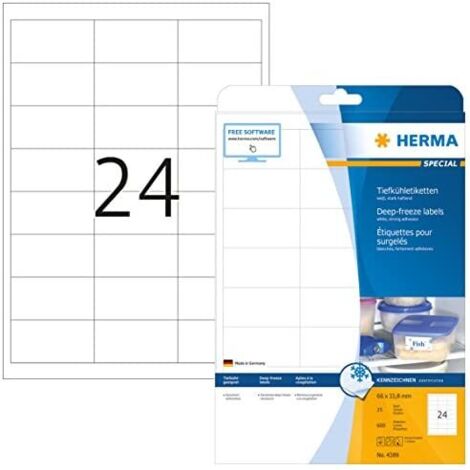 Herma 4389 Etiquette pour produits surgelés 66 x 33.8 mm papier blanc 600 pc(s) fixation permanente imprimante à jet d' (1/5)