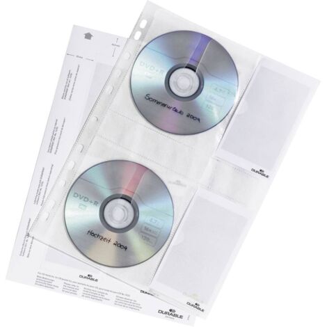 Durable Pochette de classeur CD/DVD 522219 4 CDs/DVDs/disques Blu-ray transparent polypropylène 5 pc(s) (1/4)
