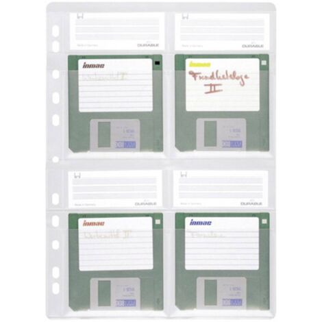 Durable Pochette de classeur pour disquette 4 disquettes 3,5 pouces  transparent 5 pc(s) (l x