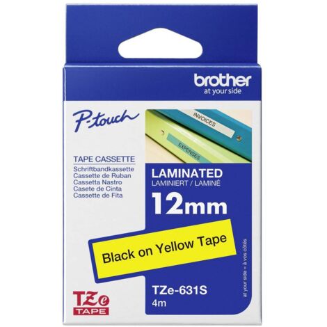 Ruban d'étiquetage Brother TZe, TZ TZe-631S Couleur de ruban: jaune Couleur de police:noir 12 mm 4 m