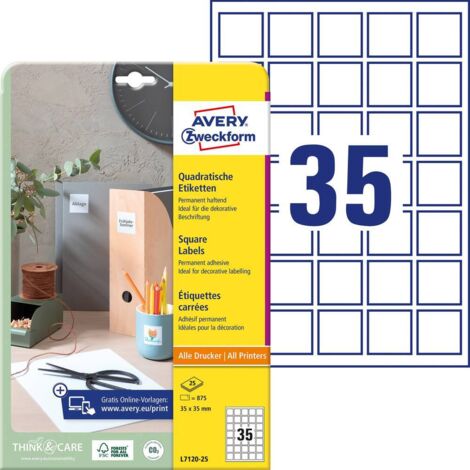 Avery-Zweckform L7120-25 Etiquette QR-Code 35 x 35 mm papier blanc 875 pc(s) fixation permanente imprimante à jet d'enc (1/6)