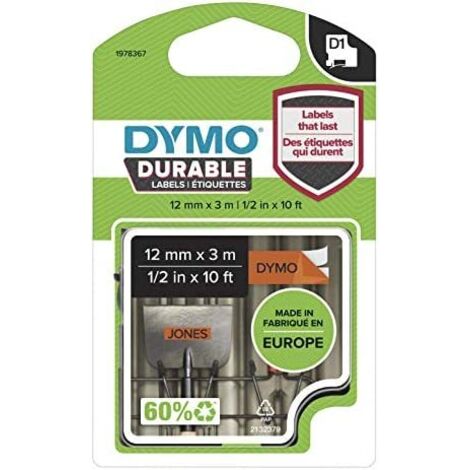 DYMO D1 1978367 Vinyle Couleur de ruban: orange Couleur de police:noir 12 mm 3 m (1/5)