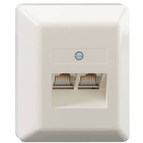 Rutenbeck UAE 2x8(8) Ap rw Prise réseau montage apparent (en saillie) insert avec plaque centrale et châssis CAT 3 blan